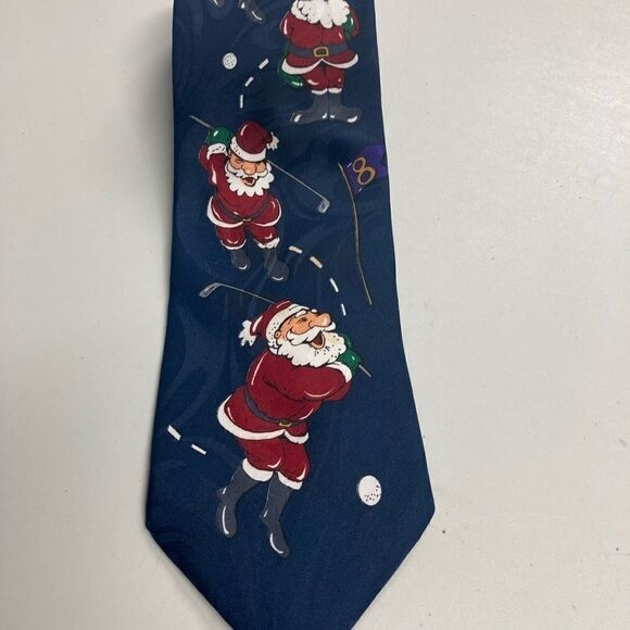 JINGLE BELLS,Golfing Santa, Men’s Tie, 56X4 - Picture 8 of 11